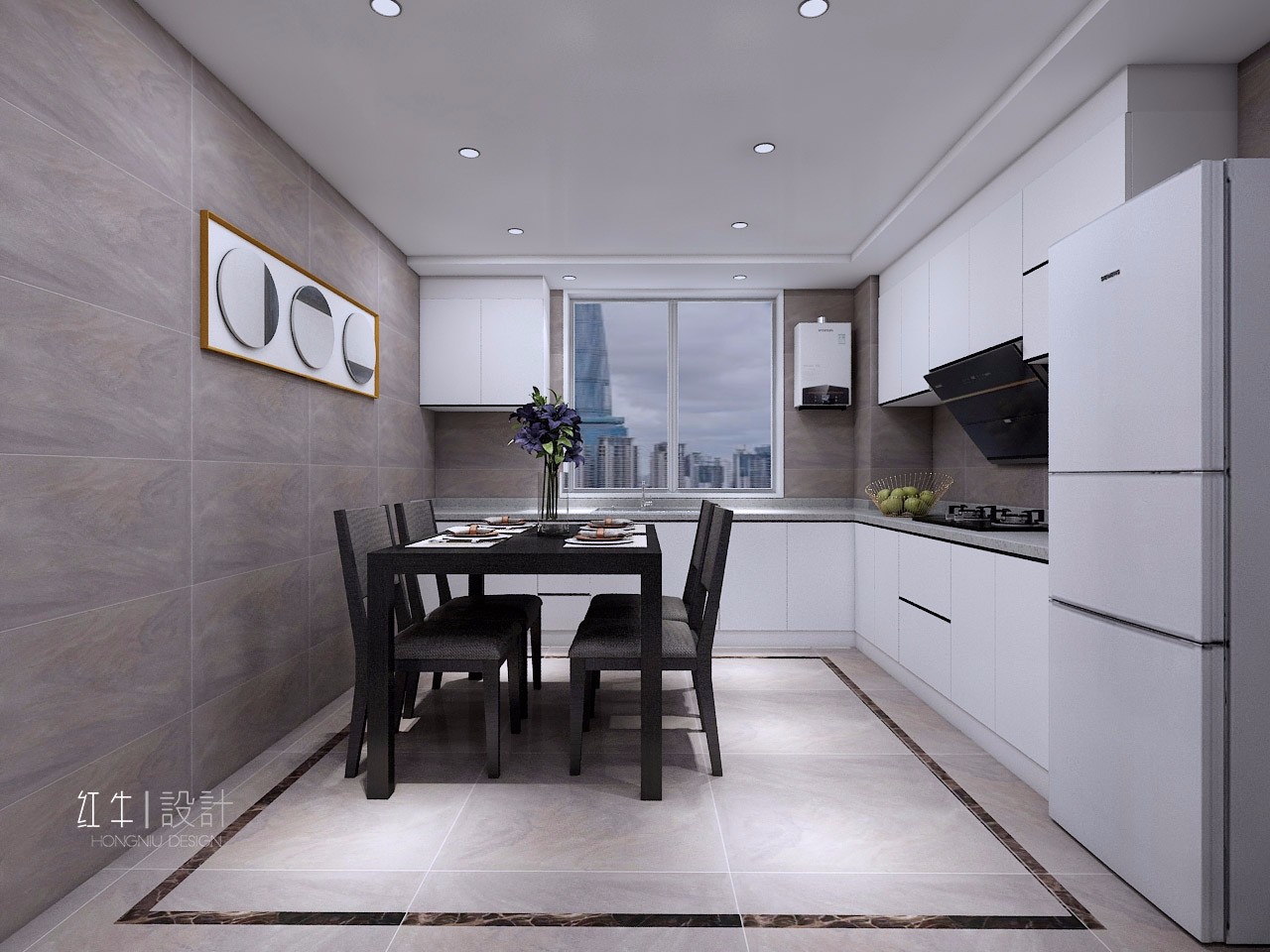 南京保利國際社區(qū)95平米現(xiàn)代簡(jiǎn)約風(fēng)格裝修04餐廳_水印