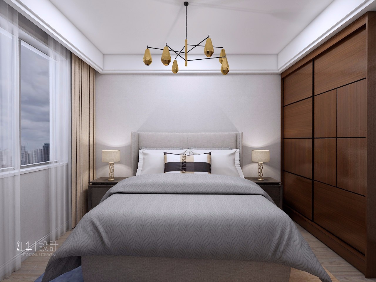 南京保利國際社區(qū)95平米現(xiàn)代簡(jiǎn)約風(fēng)格裝修05主臥_水印