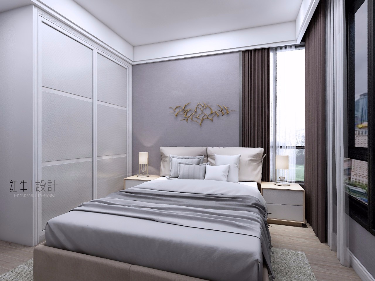 南京保利國際社區(qū)95平米現(xiàn)代簡(jiǎn)約風(fēng)格裝修06次臥_水印