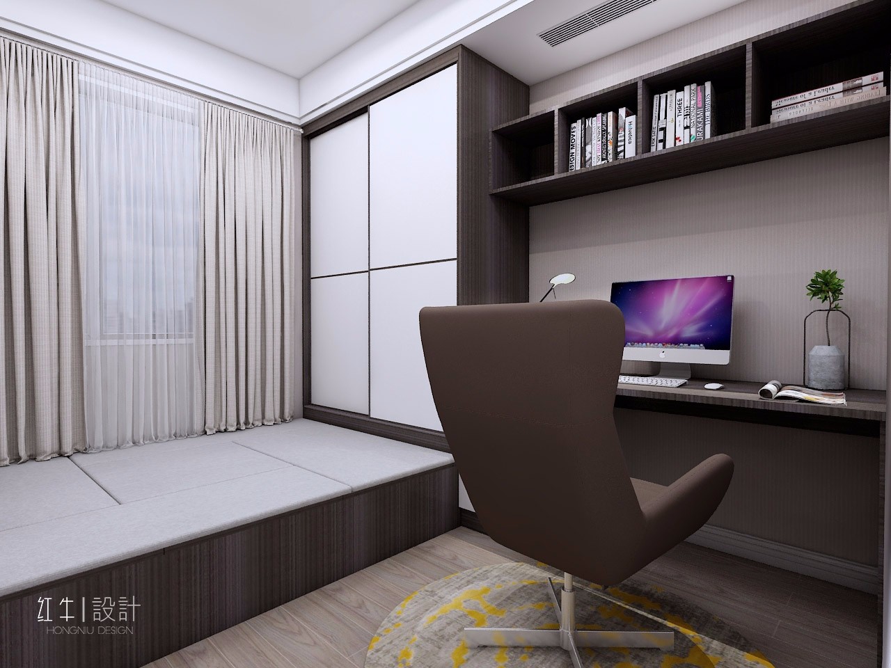 南京保利國際社區(qū)95平米現(xiàn)代簡(jiǎn)約風(fēng)格裝修07書房_水印