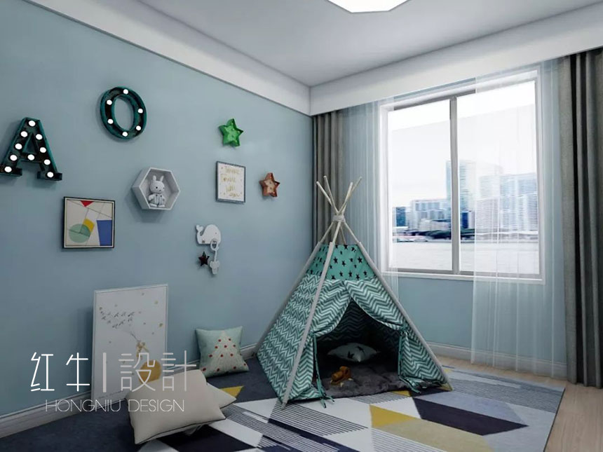 南京保利國際社區(qū)142平米現(xiàn)代簡(jiǎn)約風(fēng)格裝修08兒童房_水印