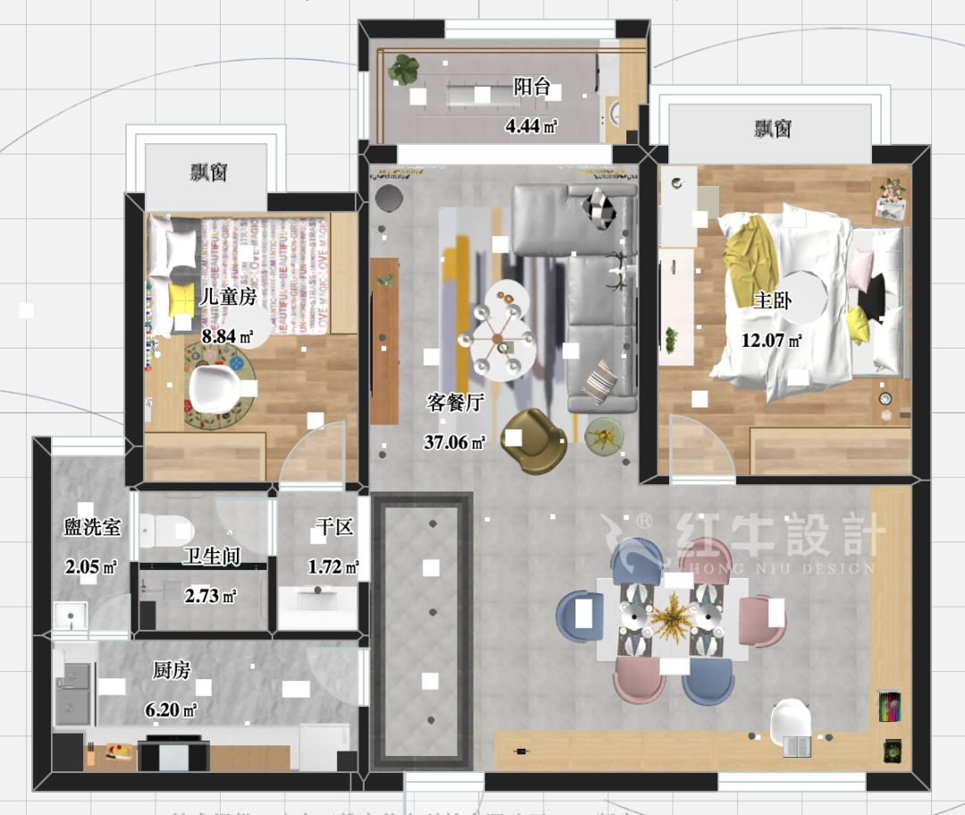 南京萬達(dá)茂99㎡北歐風(fēng)格--摒棄繁瑣的裝飾，打造簡潔明亮的家居空間！02▲平面圖