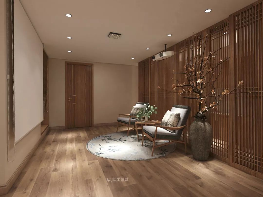 南京大華錦繡時代160㎡中式風(fēng)格--健身房+家庭影院，這才是向往的生活！05負(fù)一樓設(shè)計_家庭影院落地花瓶