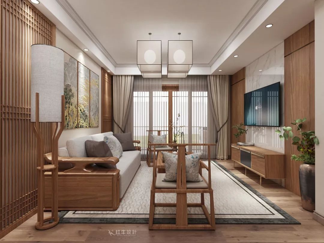 南京大華錦繡時代160㎡中式風(fēng)格--健身房+家庭影院，這才是向往的生活！07一樓設(shè)計_客廳