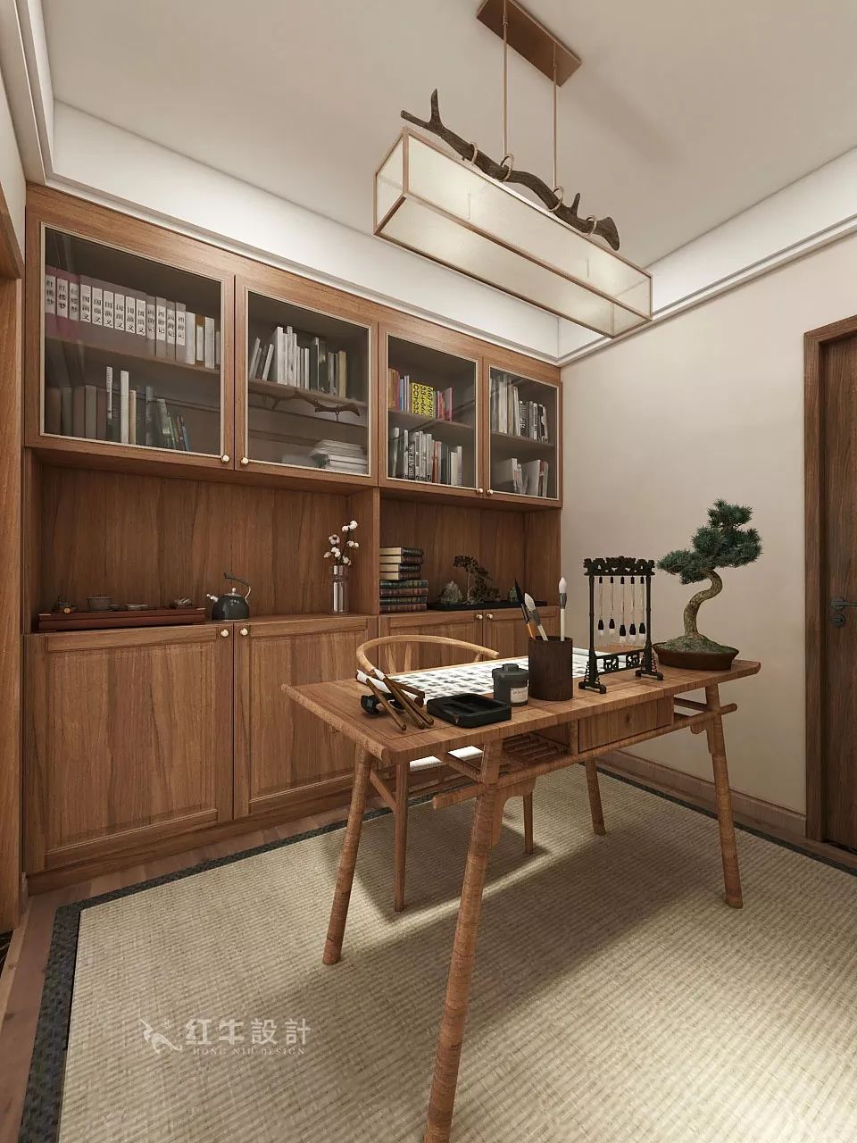 南京大華錦繡時代160㎡中式風(fēng)格--健身房+家庭影院，這才是向往的生活！12一樓設(shè)計_書房