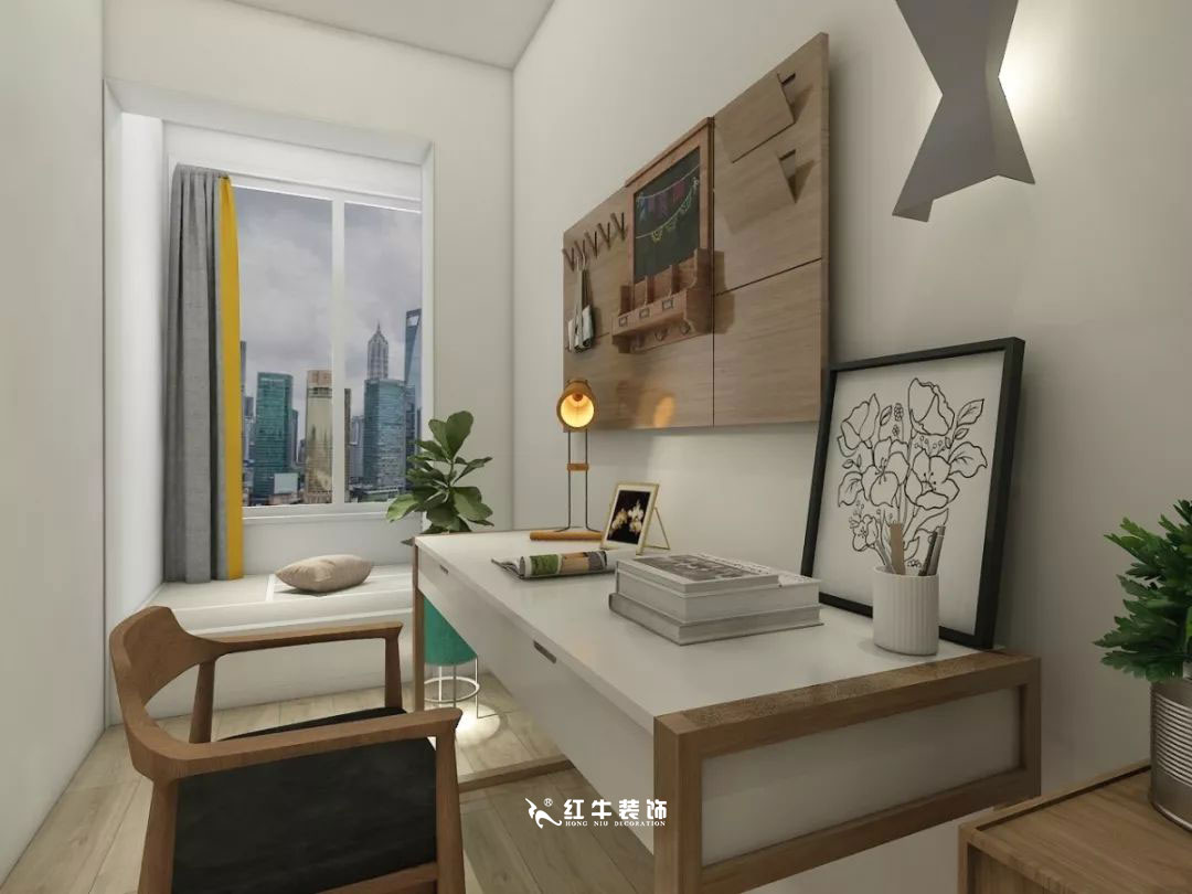 南京商苑新村120㎡現(xiàn)代簡約--深淺有致的色彩搭配08書房設(shè)計+logo