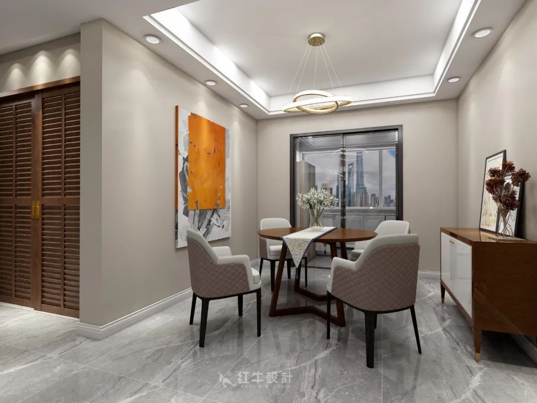 熊皓宇_同曦国际广场140㎡轻奢风格--改善性住房应该这样设计07餐厅设计_餐厅