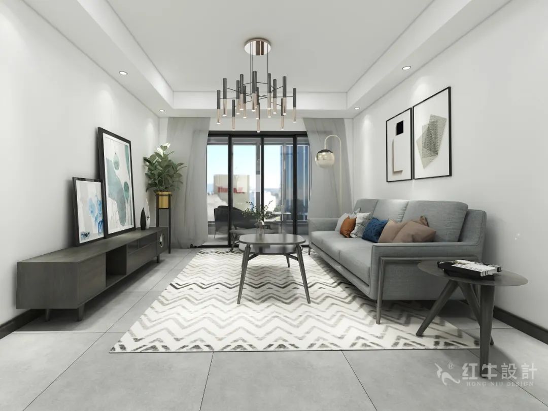 紅牛設(shè)計(jì)--保利金地貝克90㎡現(xiàn)代簡(jiǎn)約01客廳