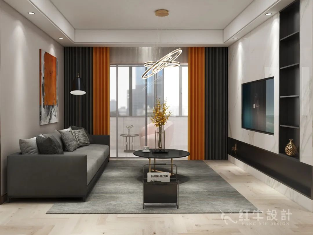 蔡成昊_紅牛設計--保利金地貝克115㎡（四房）現(xiàn)代風格01客廳