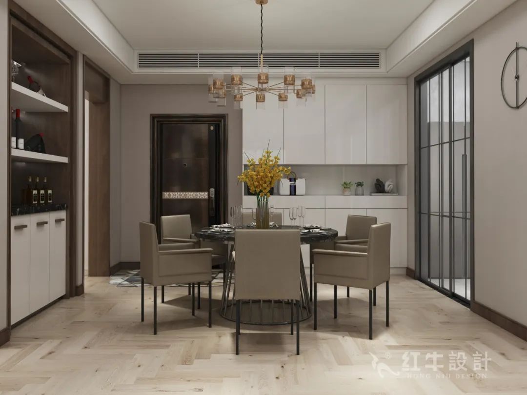 蔡成昊_紅牛設計--保利金地貝克115㎡（四房）現(xiàn)代風格07效果圖欣賞_餐廳