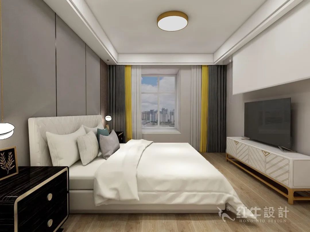 蔡成昊_紅牛設計--保利金地貝克115㎡（四房）現(xiàn)代風格08效果圖欣賞_臥室