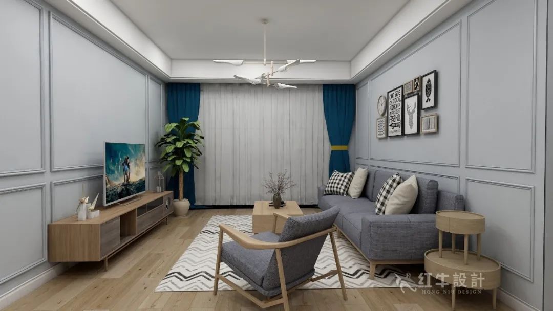 張桐瑋_紅牛設計--電建洺悅府130㎡北歐風格01客廳
