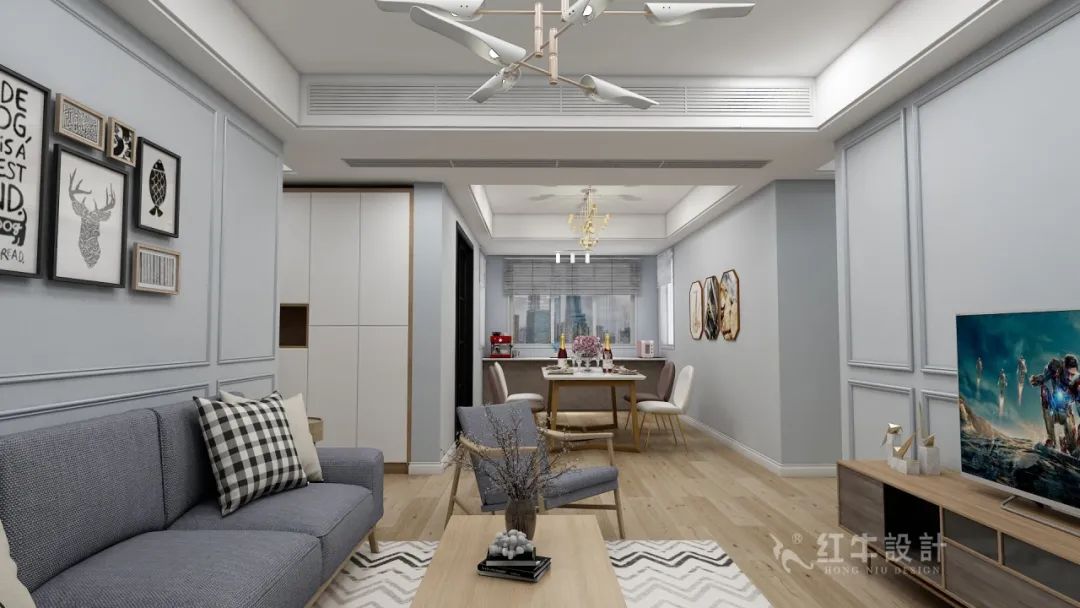 張桐瑋_紅牛設計--電建洺悅府130㎡北歐風格07效果圖欣賞_客餐廳