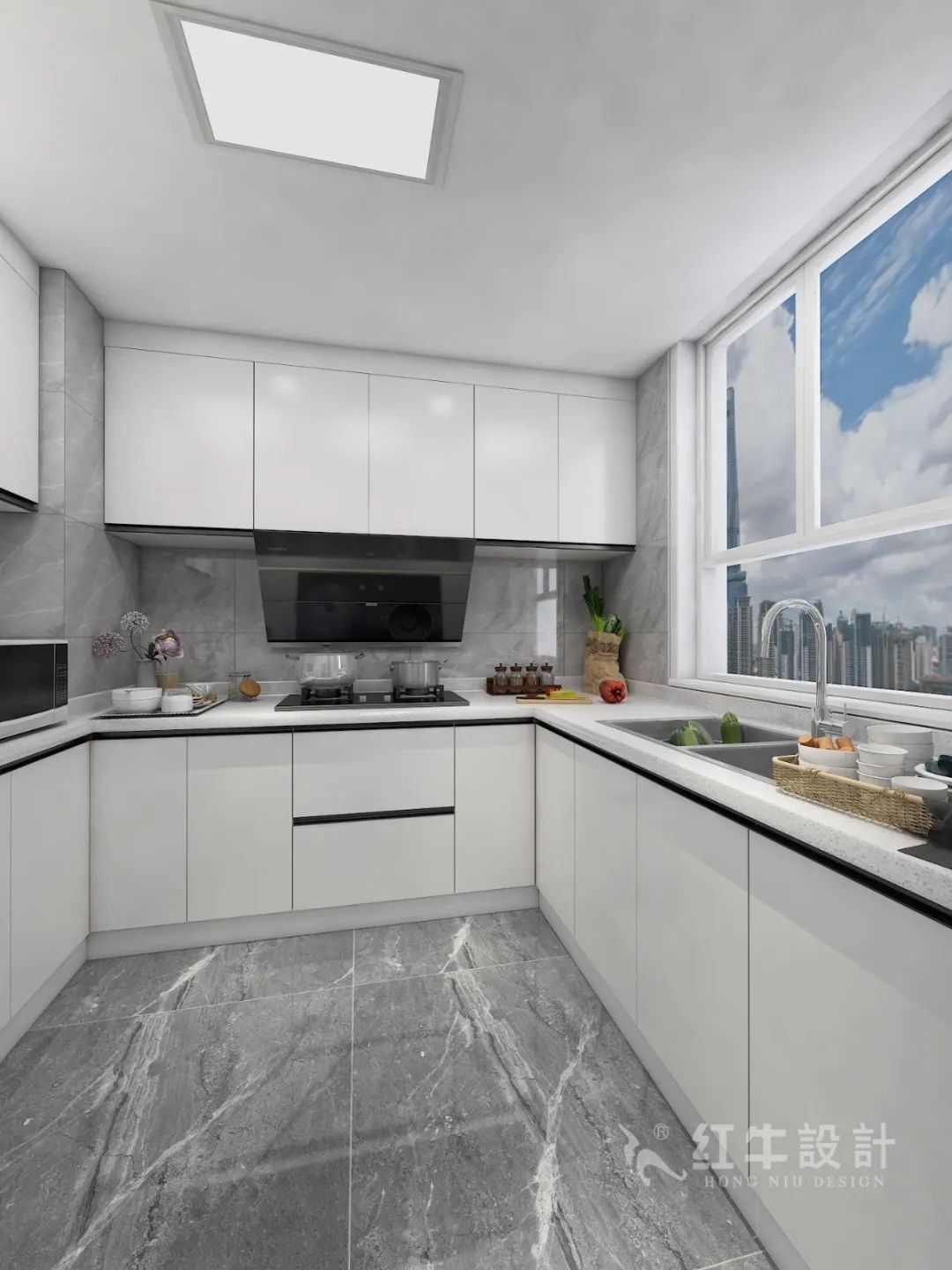 張桐瑋_紅牛設計--電建洺悅府130㎡北歐風格09效果圖欣賞_廚房