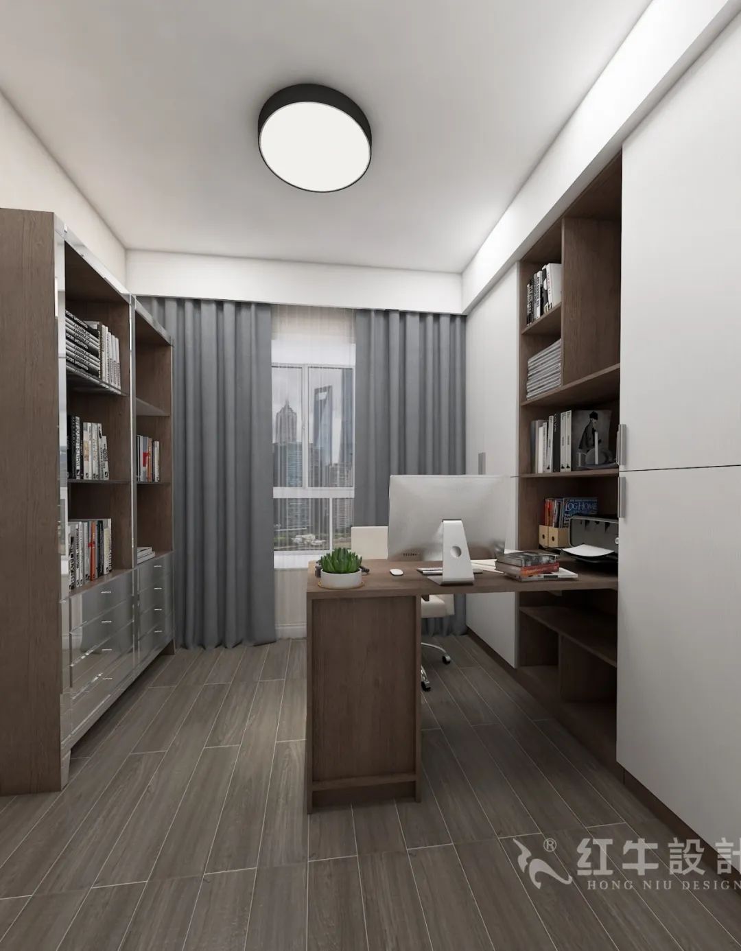 張桐瑋_紅牛設計--電建洺悅府130㎡北歐風格13效果圖欣賞_書房