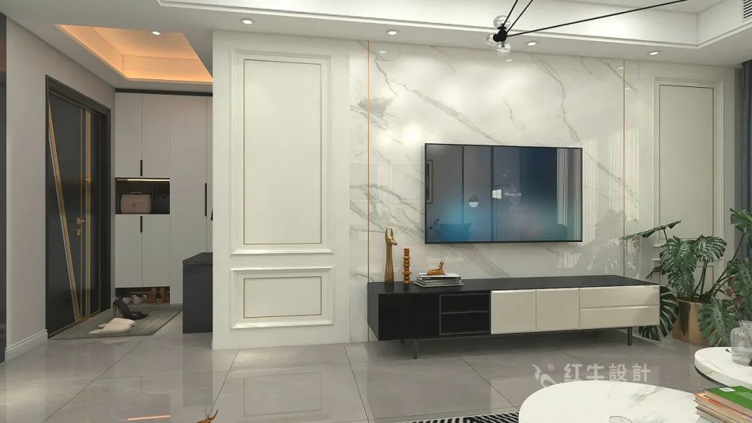 蔣琛_紅牛設(shè)計--電建洺悅府160㎡現(xiàn)代風(fēng)格06效果圖欣賞_客廳