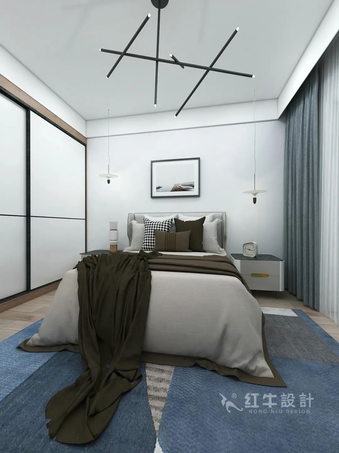 蔣琛_紅牛設(shè)計--電建洺悅府160㎡現(xiàn)代風(fēng)格10效果圖欣賞_次臥
