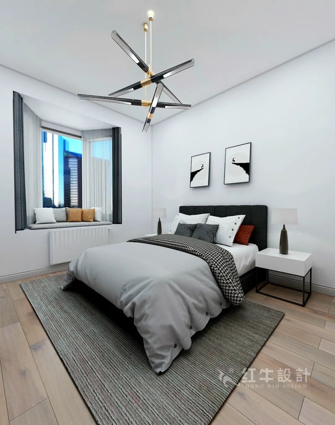 蔣琛_紅牛設(shè)計--電建洺悅府160㎡現(xiàn)代風(fēng)格11效果圖欣賞_次臥