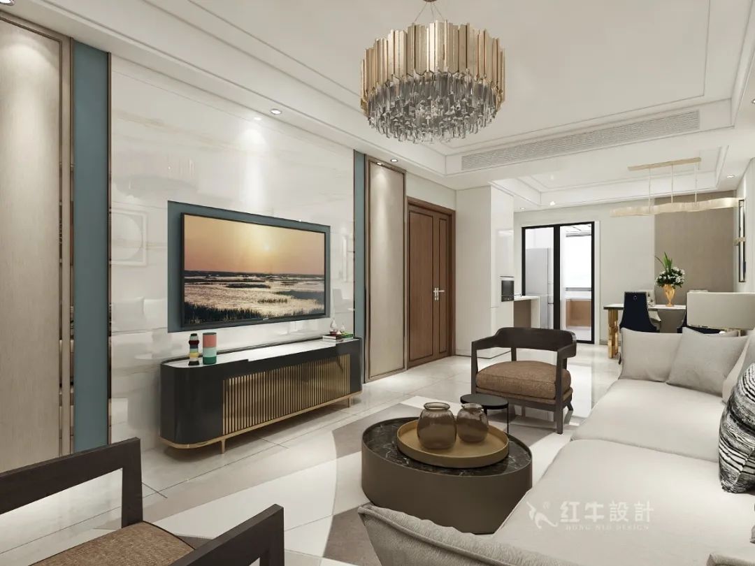 賈庭_紅牛設(shè)計(jì)--大名城 · 紫金九號(hào)100㎡后現(xiàn)代奢華01客廳