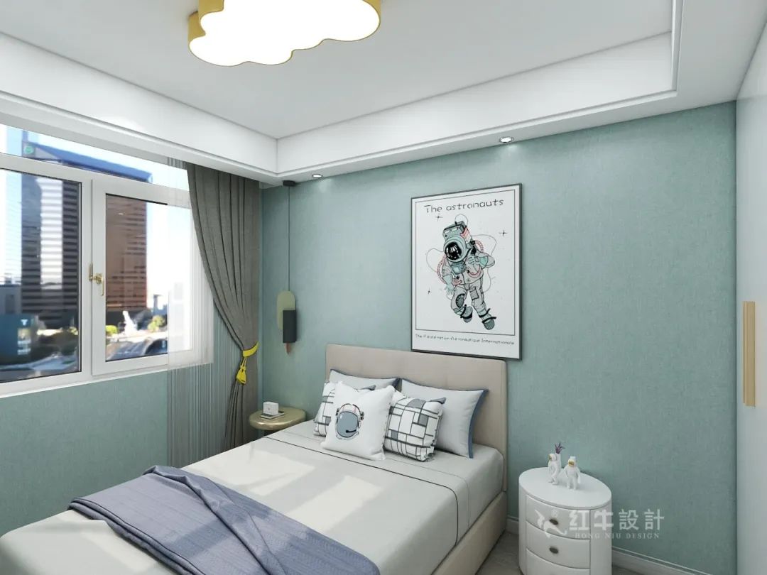 賈庭_紅牛設(shè)計(jì)--大名城 · 紫金九號(hào)100㎡后現(xiàn)代奢華09效果圖欣賞_朝南次臥_小孩房