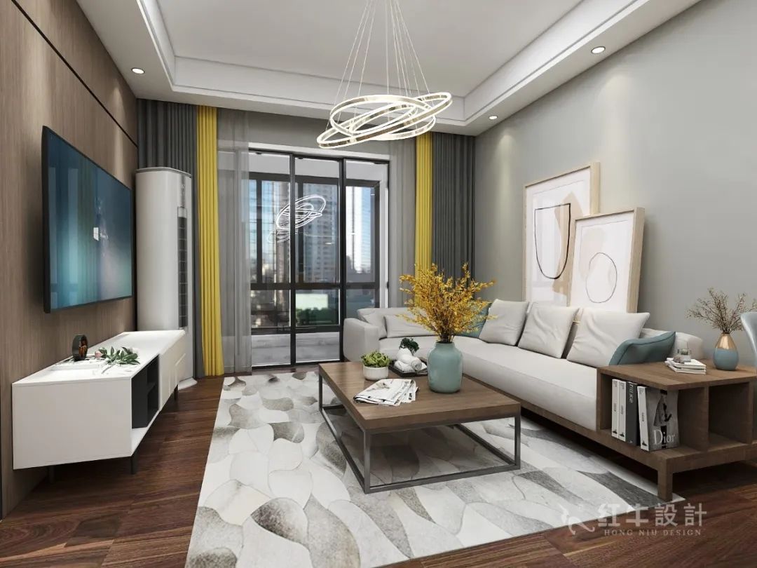 吳波_紅牛設計--中垠紫金官邸100㎡(B戶型)現(xiàn)代簡約01客廳