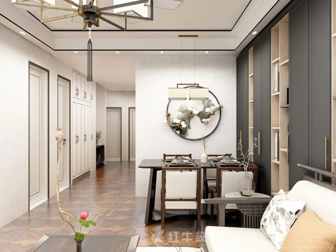朱明琪_紅牛設計--中垠紫金官邸105㎡(C3戶型)新中式風格08效果圖欣賞_客廳
