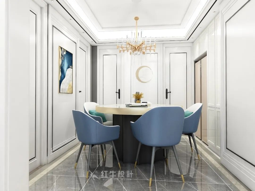 顧娟_紅牛設(shè)計(jì)--中垠紫金官邸137㎡（F戶(hù)型）輕奢風(fēng)格06效果圖欣賞_客廳