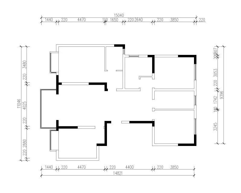 余瑋_紅牛設(shè)計--中垠紫金官邸140㎡（G戶型）北歐風(fēng)格02戶型分析_原始結(jié)構(gòu)圖