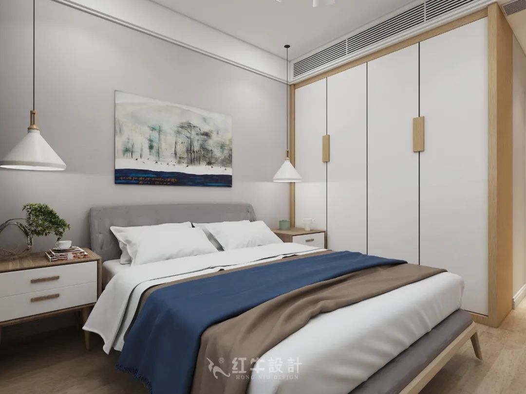 余瑋_紅牛設(shè)計--中垠紫金官邸140㎡（G戶型）北歐風(fēng)格07效果圖欣賞_主臥