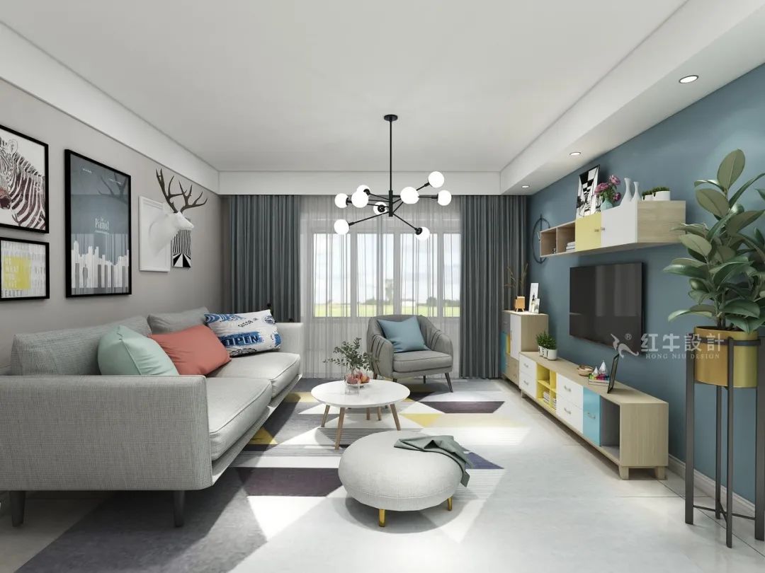 紅牛設(shè)計(jì)--創(chuàng)源龍樾89㎡現(xiàn)代簡約01客廳