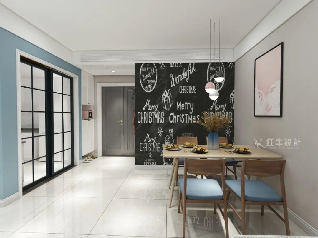 紅牛設(shè)計(jì)--創(chuàng)源龍樾89㎡現(xiàn)代簡約05效果圖欣賞_客餐廳