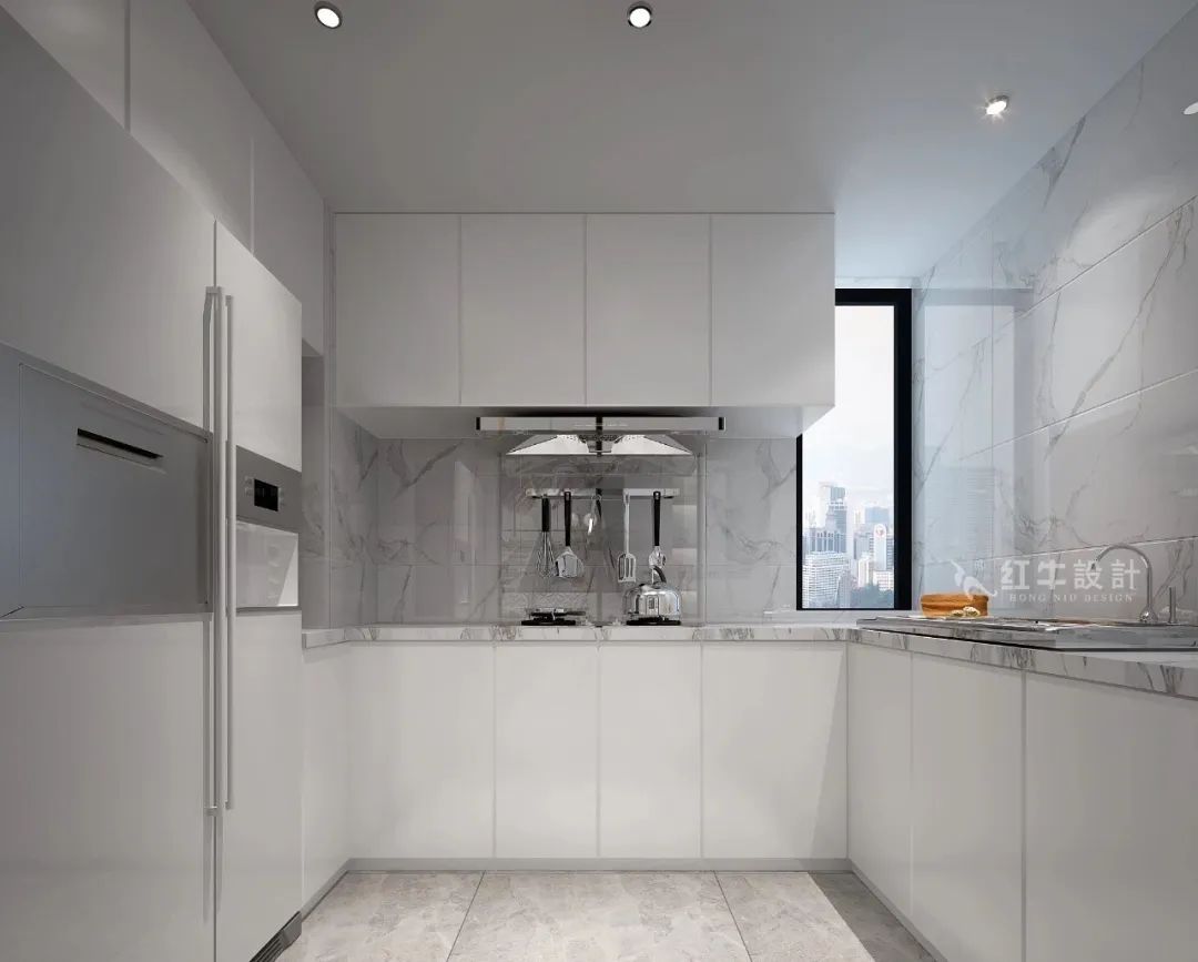 紅牛設(shè)計(jì)--創(chuàng)源龍樾89㎡現(xiàn)代簡約06效果圖欣賞_廚房
