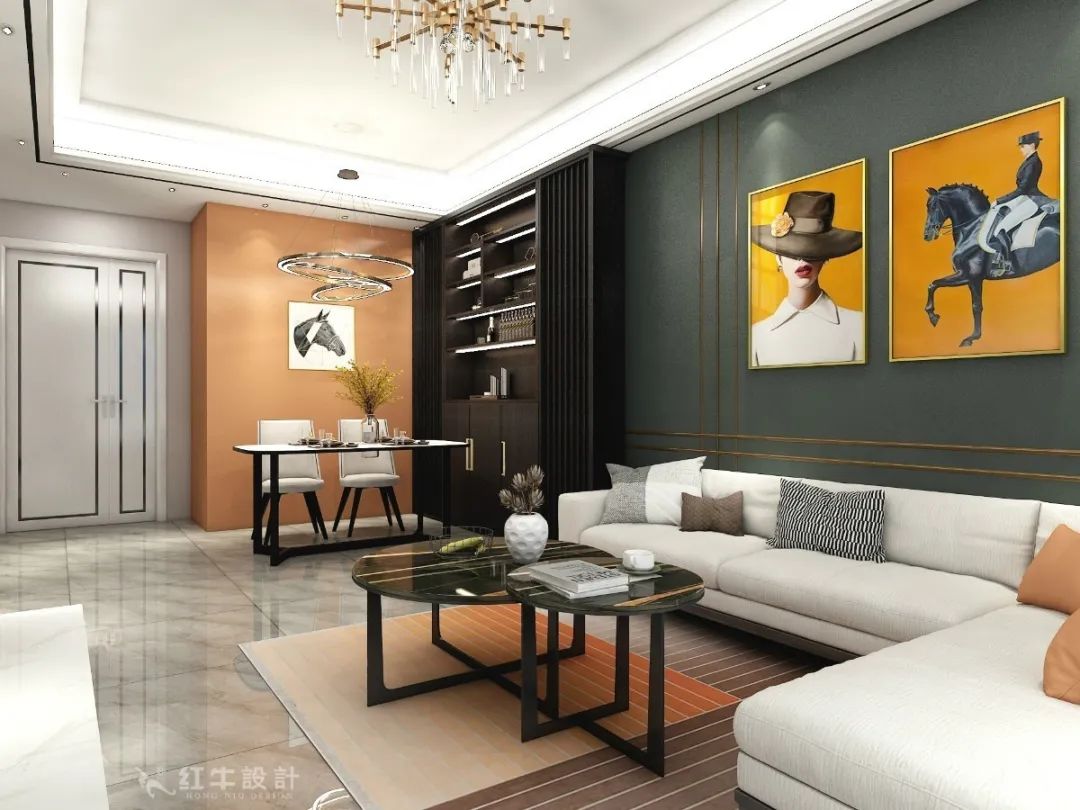 紅牛設(shè)計(jì)--創(chuàng)源龍樾103㎡現(xiàn)代風(fēng)格05效果圖欣賞_客廳