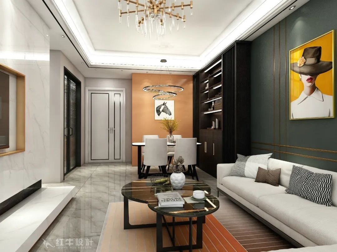 紅牛設(shè)計(jì)--創(chuàng)源龍樾103㎡現(xiàn)代風(fēng)格06效果圖欣賞_客廳