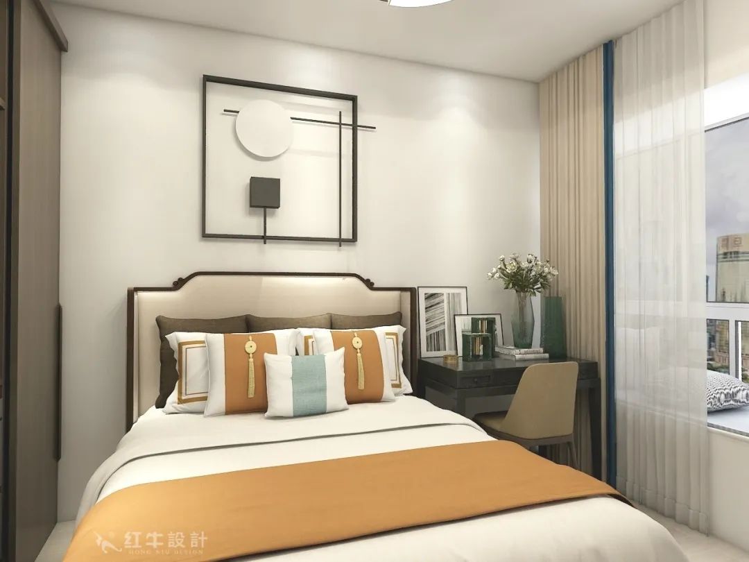 紅牛設(shè)計(jì)--創(chuàng)源龍樾103㎡現(xiàn)代風(fēng)格07效果圖欣賞_臥室