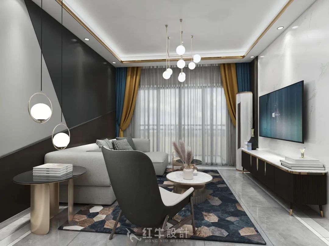 紅牛設(shè)計(jì)--創(chuàng)源龍樾116㎡輕奢風(fēng)格01客廳