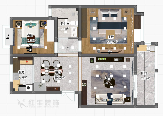 房亮_盛棠苑9-3-105-85㎡-中式風(fēng)格_彩平面+logo