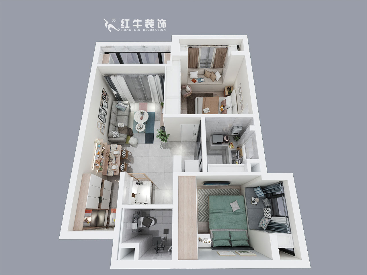 魏明花_明發(fā)財富中心B4-1517-60㎡-現(xiàn)代簡約風格_鳥瞰圖+logo