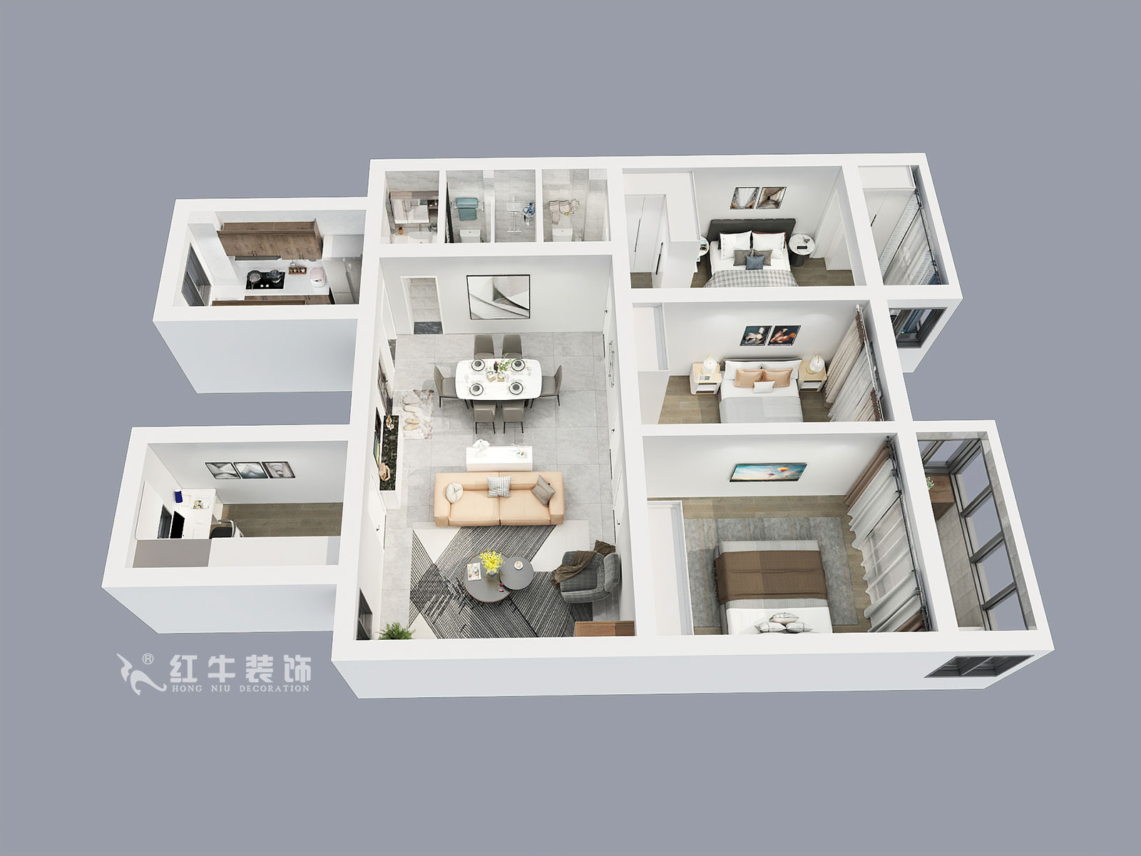 劉萍萍_莫愁花園牡丹里12-402-120㎡-簡約風(fēng)格_鳥瞰圖