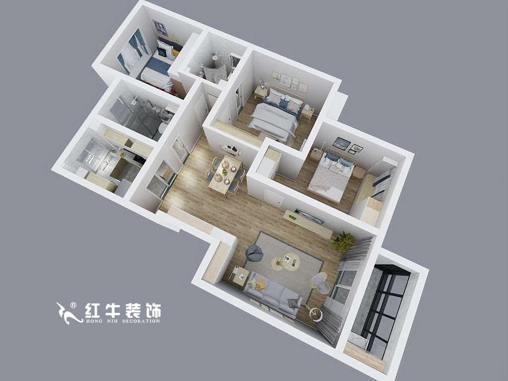 陸利民_時光澔韻華盛園2-4-801-115㎡-北歐風(fēng)格_俯視圖