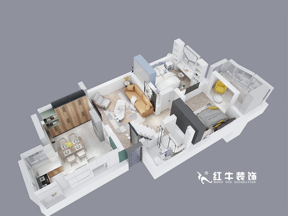 朱明琪_龍蟠花苑8-25-701-86㎡-北歐風(fēng)格_一層鳥瞰