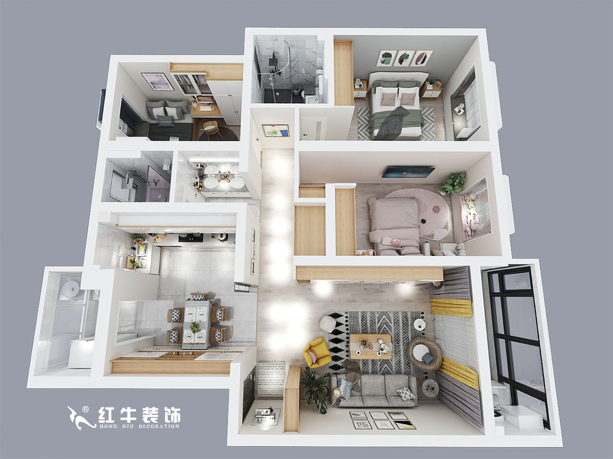 孟憲濤_詠梅山莊倚竹園2-303-120㎡-現(xiàn)代北歐風格_鳥瞰圖