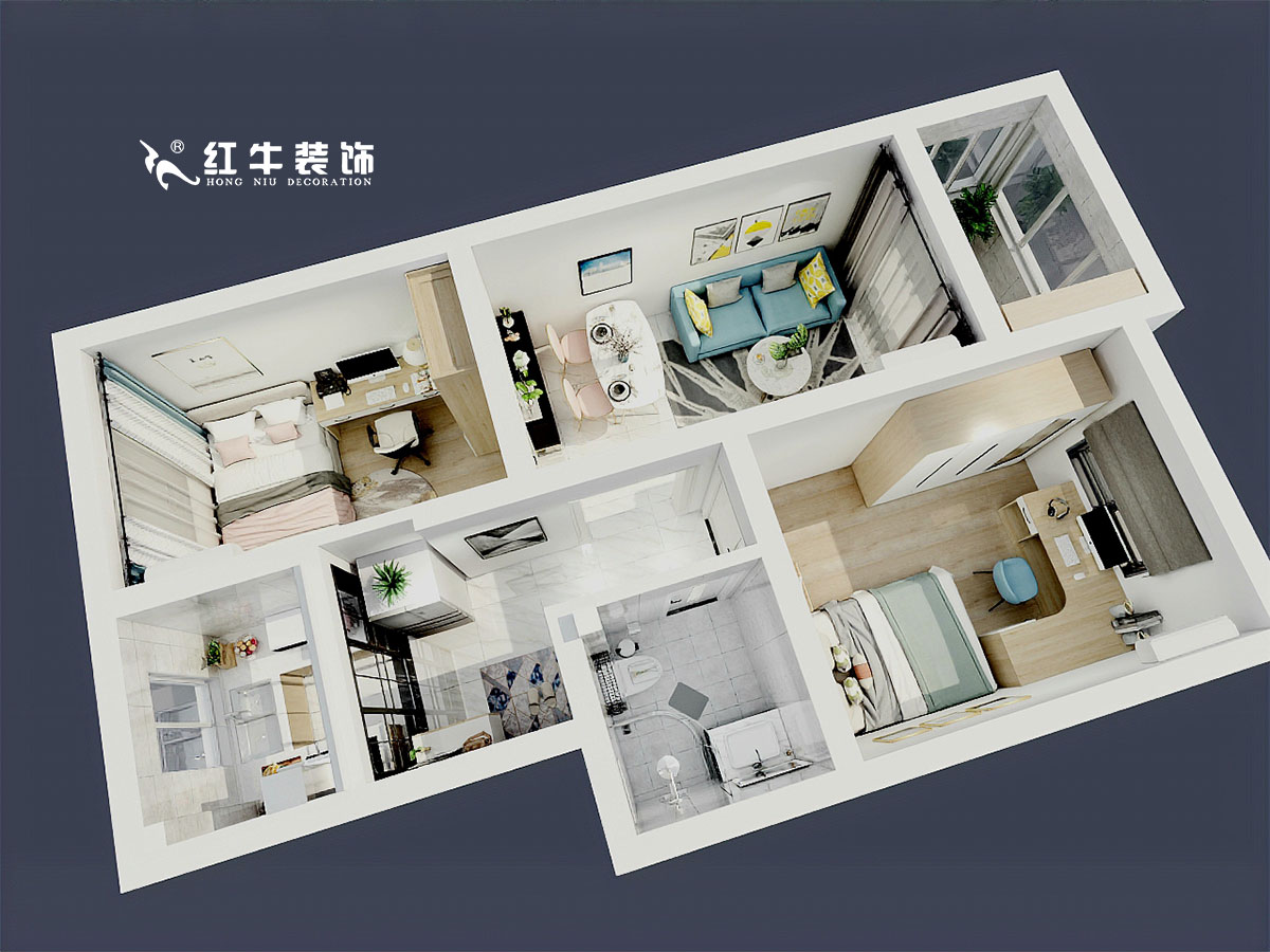 趙東星_太平花苑107-401-60㎡-現代簡約風格_鳥瞰圖