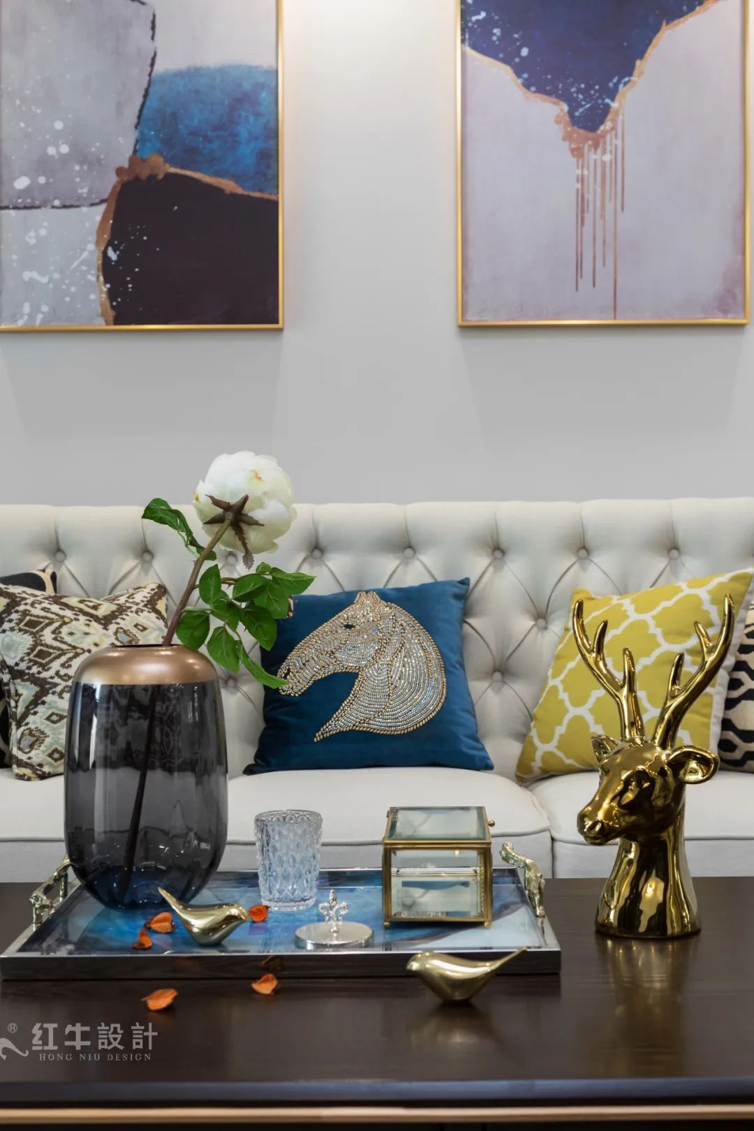 85后夫婦的美式輕奢家，起名“海藍(lán)之謎”！03客廳