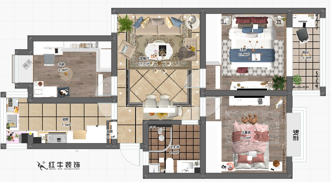 仇美蓉_龍福山莊12-3-405-84㎡-簡美風格00平面圖