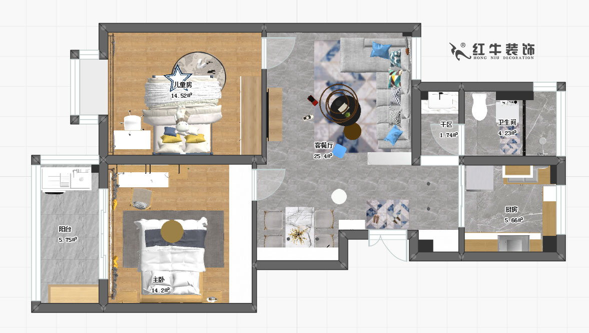熊皓宇_華靜家園4-2-902-90㎡-現(xiàn)代風格00彩平圖