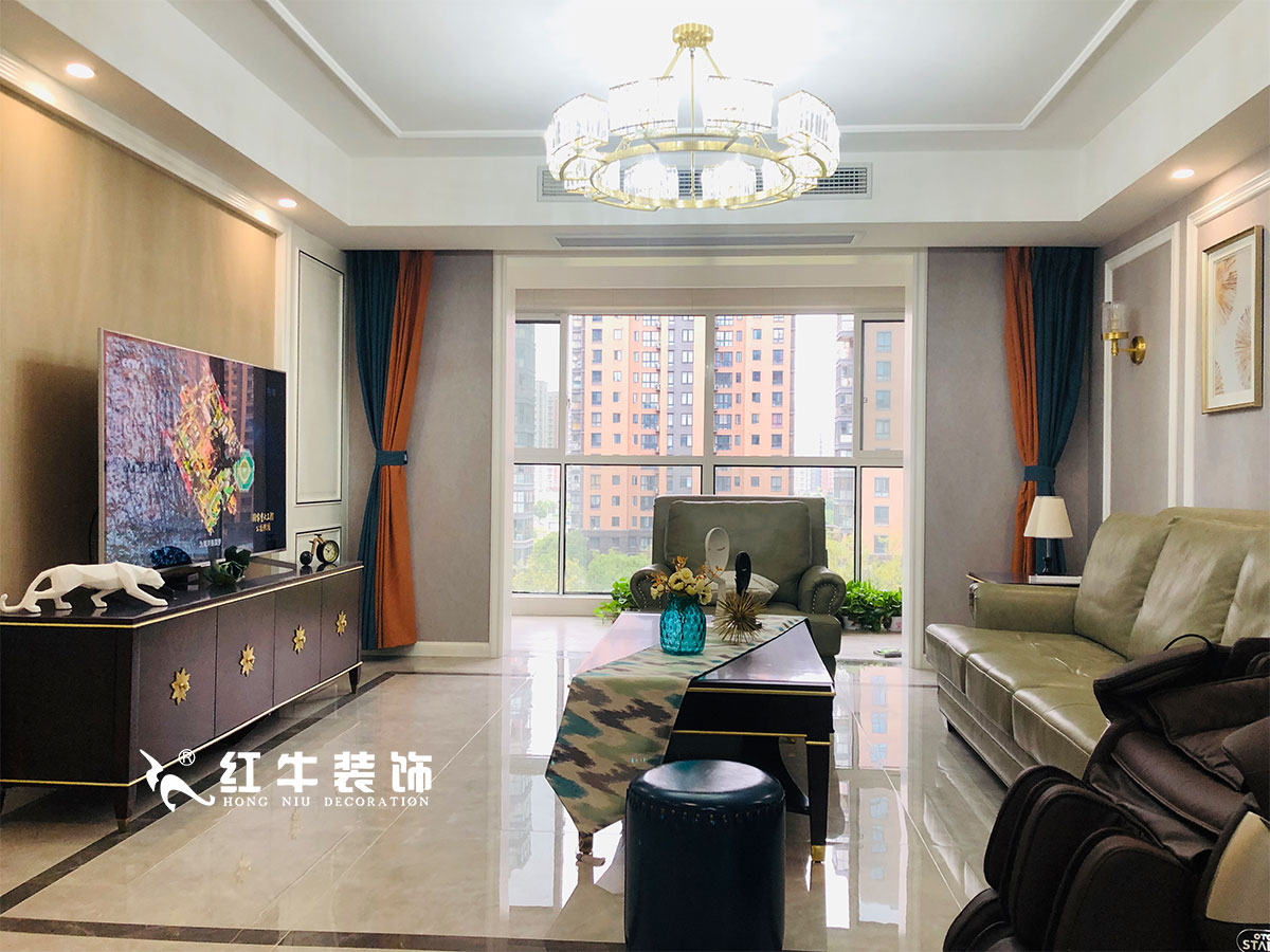 【實景案例】張智猿_紫金未來城-140㎡-美式輕奢風(fēng)格_全包20萬03客廳