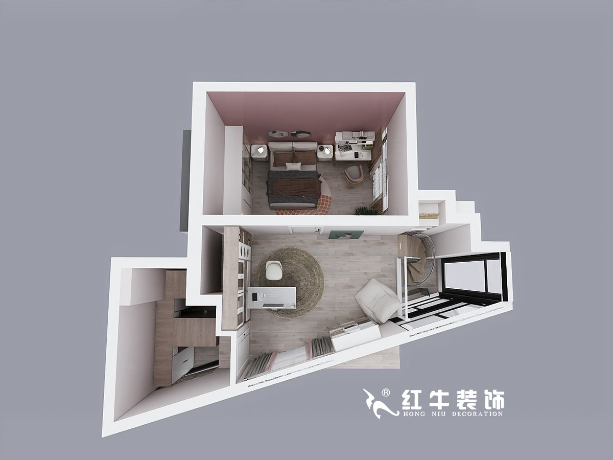 余瑋_萬(wàn)科尚都薈B座523室-75㎡-現(xiàn)代風(fēng)格00二樓鳥(niǎo)瞰圖