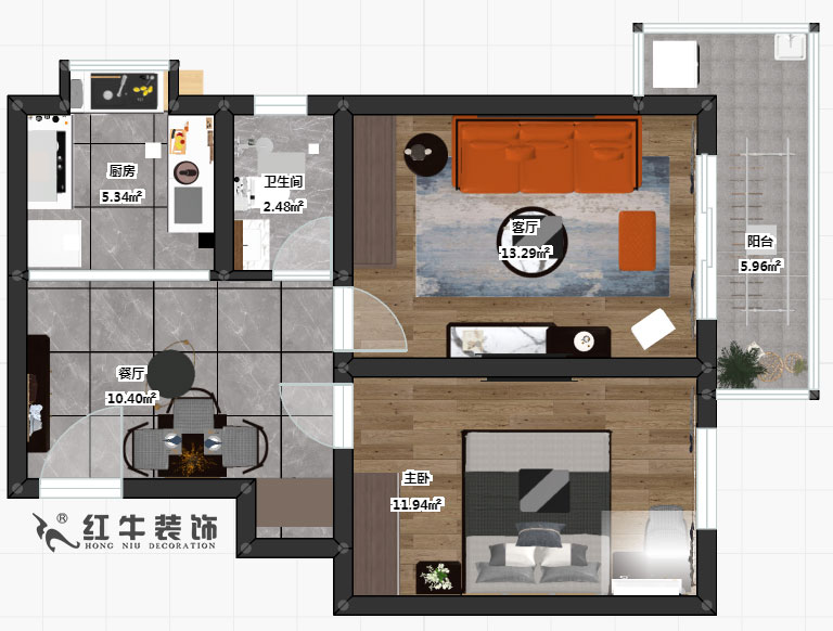 張桐瑋_新姚家巷13-601-59㎡-北歐風(fēng)格_1室2廳1衛(wèi)(老房裝修)_定制家¥81000_全包9萬00彩平圖
