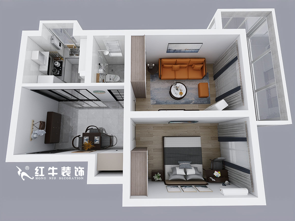 張桐瑋_新姚家巷13-601-59㎡-北歐風(fēng)格_1室2廳1衛(wèi)(老房裝修)_定制家¥81000_全包9萬00鳥瞰圖